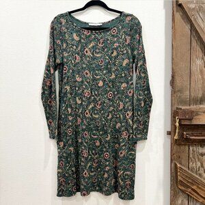 Peruvian Connection Long Sleeve Pima Cotton Floral Paisley Jersey Knit Dress S